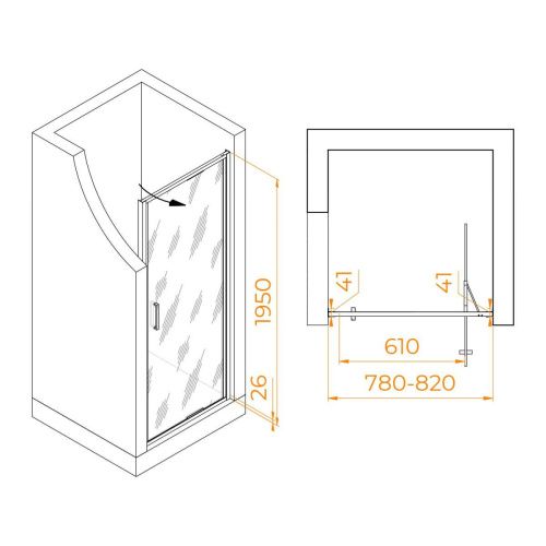 Душевая дверь RGW Stilvoll 70320508-14 80х195 стекло прозрачное профиль черный - фото 4