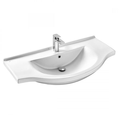 Раковина из сантехнического фарфора Santek Эльбрус 1WH110255 100х50 встраиваемая цвет белый 1 отверстие под смеситель - фото 2