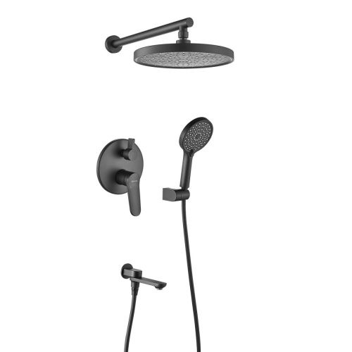 Душевая система Shevanik S4335H встраиваемая в стену цвет черный - фото 2