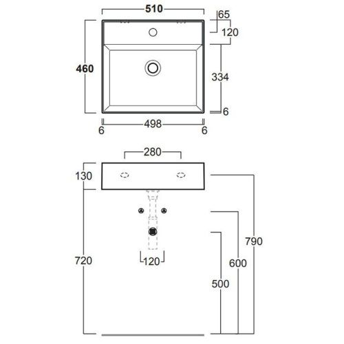 Раковина из сантехнического фаянса Simas Top E Lavabi D'Arredo AG51 bi*1 50х50 подвесная цвет белый 1 отверстие под смеситель - фото 2
