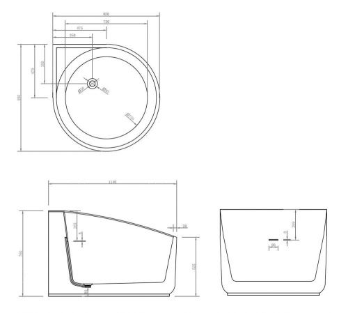 Ванна акриловая Abber AB9305 95х95 угловая четверть круга с каркасом - фото 5