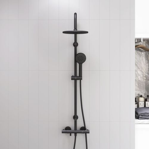 Душевая стойка Dorff Futura D0710522 настенная цвет черный с термостатом - фото 4