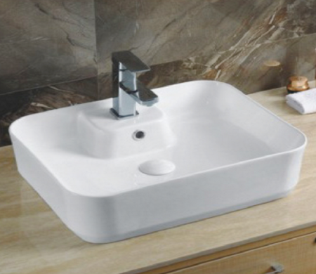 Раковина из сантехнического фаянса CeramaLux 9445 50х40 накладная цвет белый 1 отверстие под смеситель