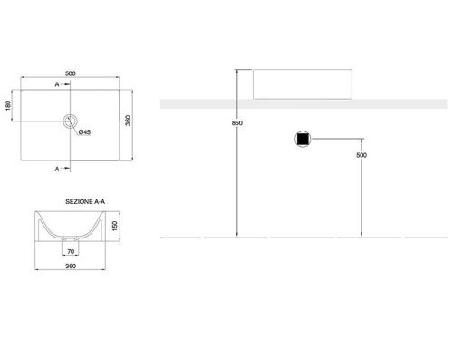 Раковина из сантехнического фаянса Scarabeo Skinny 5413 50х40 накладная цвет белый - фото 3
