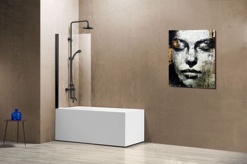 Душевая шторка на ванну Vincea VSB VSB-11800CLB 80х140 стекло прозрачное профиль черный ориентация универсальная - фото 2