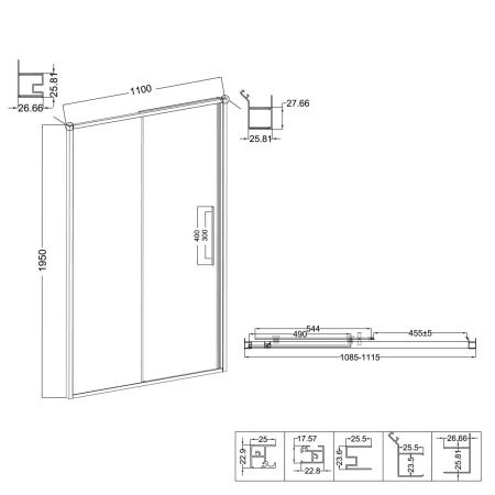 Душевая дверь Niagara Nova NG-34-L11CHGR 110х195 стекло шиншилла профиль графит
