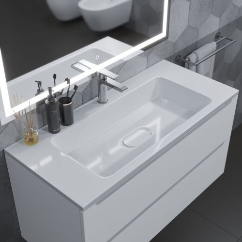 Раковина из искусственного камня Uperwood Modul 2911020341 100х50 полувстраиваемая цвет белый - фото 2