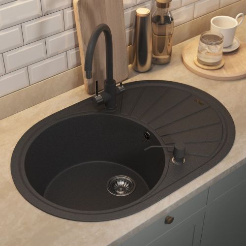 Кухонная мойка Uperwood Quartz Premium UPD-02 3910202107 75х50 цвет черный поверхность матовая - фото 3