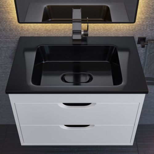 Раковина из искусственного камня Uperwood Modul 29110202339 60х50 полувстраиваемая цвет черный - фото 3