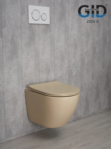 Унитаз подвесной Gid Convexo 62210Y бежевый с сиденьем микролифт безободковый смыв торнадо - фото 4
