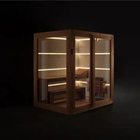 Сауна Gruppo Treesse AURA SA1815DX01AVL 180х150х216 с подсветкой дверь стекло/дерево левосторонняя