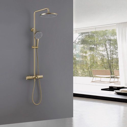 Душевая стойка Abber AF8516GL настенная цвет золото с термостатом - фото 2