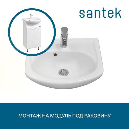 Раковина из сантехнического фарфора Santek Азов WH112449 50х40 накладная цвет белый