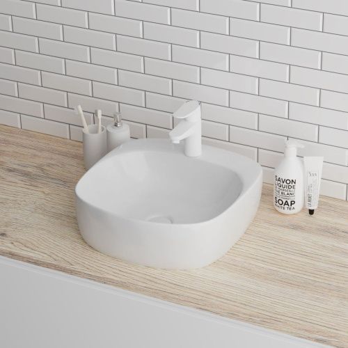 Раковина из сантехнического фаянса Grossman GR-3028 40х40 накладная цвет белый 1 отверстие под смеситель - фото 3