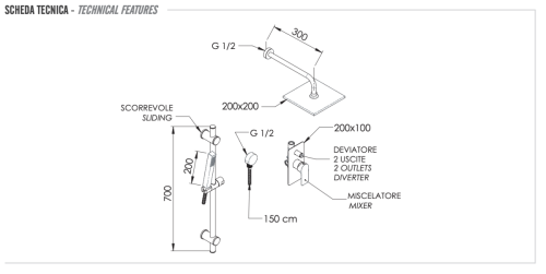 Душевая система Remer Infinity I09S07ONO встраиваемая в стену цвет черный - фото 2