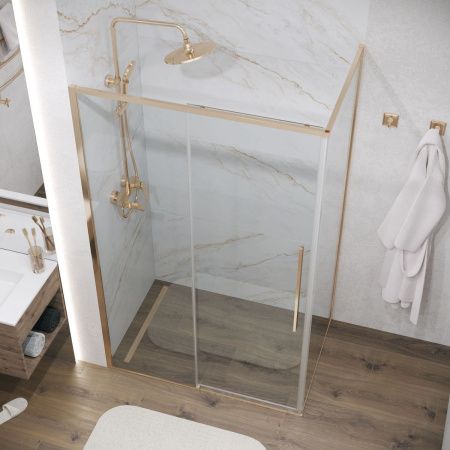 Душевая перегородка Grossman Galaxy 200.K33.01.90.32.00 90х195 стекло прозрачное профиль золото