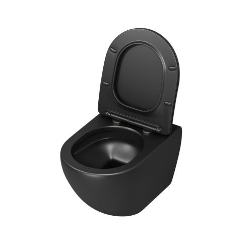 Унитаз подвесной Grossman Торнадо GR-4457BMSQ черный с сиденьем микролифт безободковый смыв торнадо - фото 3