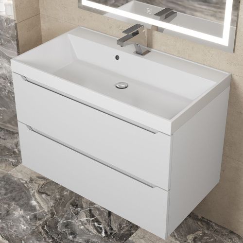 Раковина из искусственного камня Uperwood Classic 291020337 80х50 полувстраиваемая цвет белый - фото 4