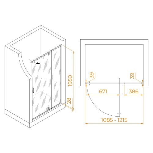 Душевая дверь RGW Passage 350800812-14 110х195 стекло прозрачное профиль черный - фото 5
