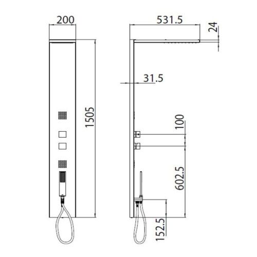 Душевая панель Bossini Manhattan L00891.030 настенная цвет хром - фото 2