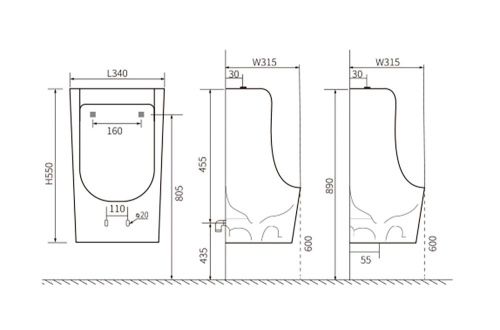 Писсуар подвесной Aquatek AQ3040-F-00 белый - фото 2