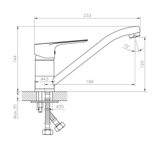 Смеситель для кухни Rossinka RS27 RS27-21 на мойку хром - фото 2