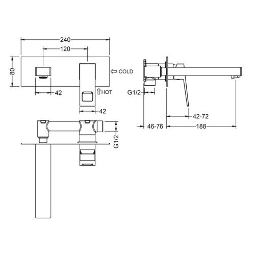 Смеситель для раковины Timo Briana 7171/00SM встраиваемый в стену хром - фото 2
