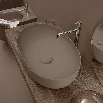 Раковина из сантехнического фарфора Kerasan Nolita 534388 60х40 накладная цвет коричневый без отверстий под смеситель