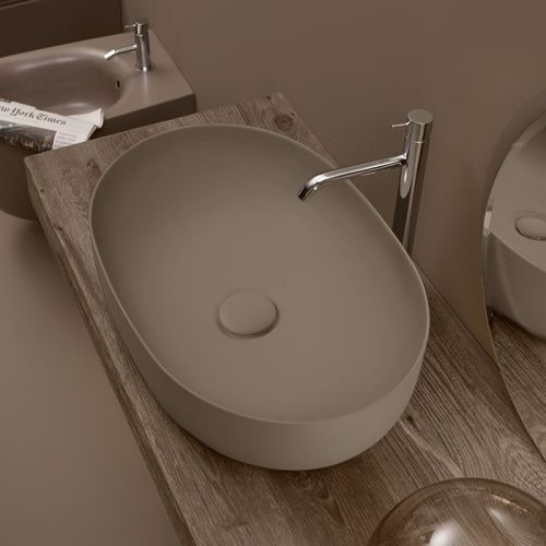 Раковина из сантехнического фарфора Kerasan Nolita 534388 60х40 накладная цвет коричневый без отверстий под смеситель