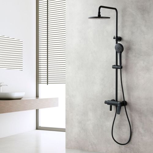 Душевая стойка LeMark Bronx LM3762BL настенная цвет черный с термостатом - фото 2