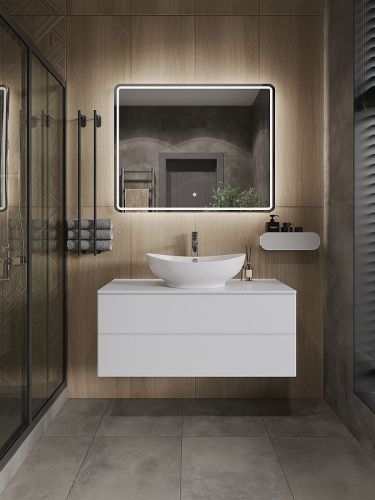 Тумба с раковиной Orange Otto Ot-100TuMDF+G56 100х50 подвесная цвет белый - фото 4