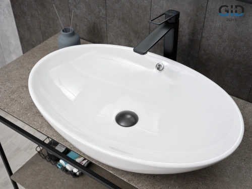 Раковина керамическая Gid Lago 51207 60х40 накладная цвет белый без отверстий под смеситель - фото 2