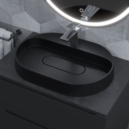 Раковина из искусственного камня Uperwood Tanos Quartz 291030524 60х40 накладная цвет черный