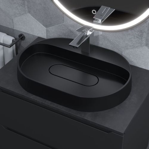 Раковина из искусственного камня Uperwood Tanos Quartz 291030524 60х40 накладная цвет черный - фото 4