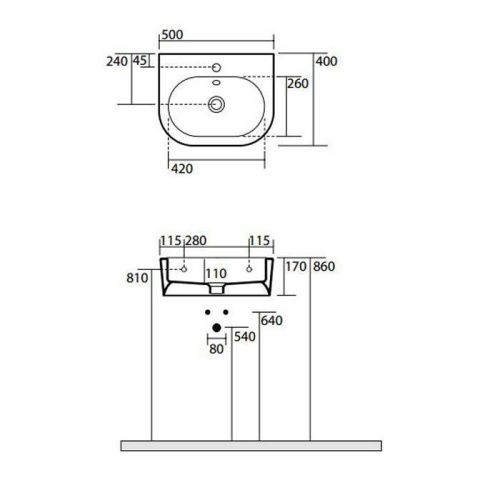 Раковина из сантехнического фарфора Kerasan Flo 314101*1 50х40 накладная цвет белый 1 отверстие под смеситель - фото 2