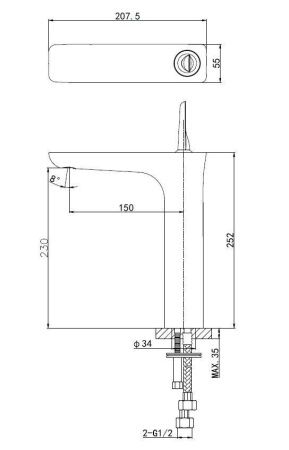 Смеситель для раковины Wonzon & Woghand Shark WW-48B1102-CR на столешницу хром