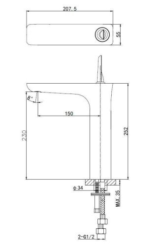 Смеситель для раковины Wonzon & Woghand Shark WW-48B1102-CR на столешницу хром - фото 5