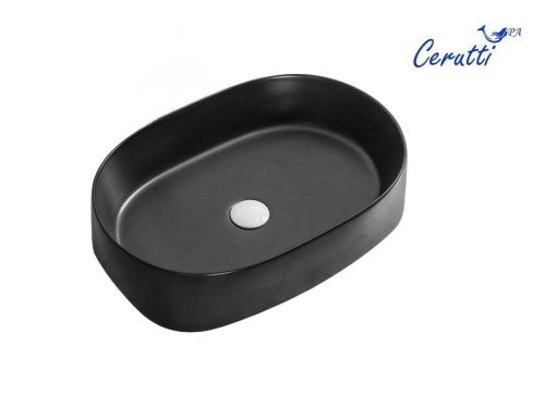 Раковина из сантехнического фарфора Cerutti SPA CR2691 60х40 накладная цвет черный без отверстий под смеситель - фото 2