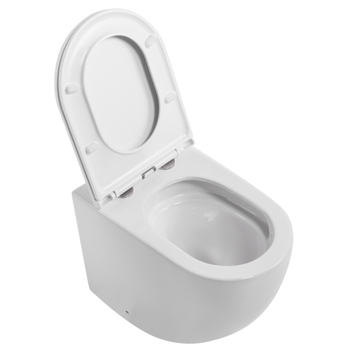 Унитаз приставной Iberica Blanca Bilbao alto IB.BLA.334.1B1 белый с сиденьем микролифт безободковый смыв торнадо - фото 5