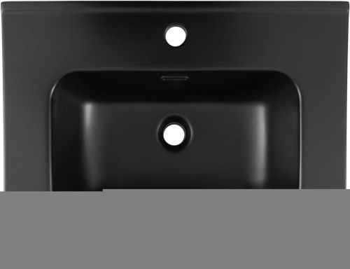 Раковина керамическая Aquanet Flat 00329253 60х50 полувстраиваемая цвет черный 1 отверстие под смеситель - фото 2