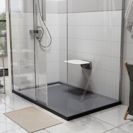 Душевой поддон из искусственного камня Wasserkraft Wiese 84T 84T07 120х90 серый