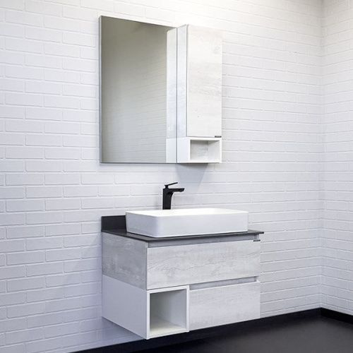 Тумба с раковиной Comforty Прага 00-00014831CF 80х50 подвесная цвет серый - фото 5