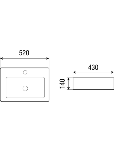 Раковина из сантехнического фаянса WeltWasser WW SK 10000003880 50х40 накладная цвет белый 1 отверстие под смеситель - фото 2