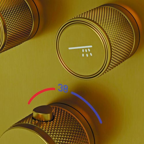 Душевая система Sancos Space SC3006BG встраиваемая в стену цвет золото с термостатом - фото 5