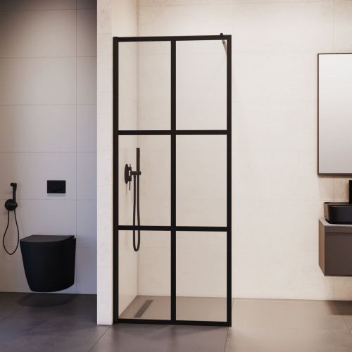 Душевая перегородка RGW Walk In 411011109-84 90х195 стекло с рисунком профиль черный - фото 3