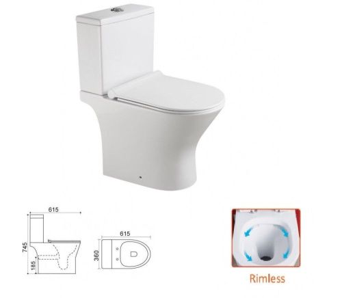 Унитаз-компакт напольный с бачком Stella Polar Ронда SP-00001877 белый с сиденьем микролифт безободковый смыв воронка-водоворот - фото 3