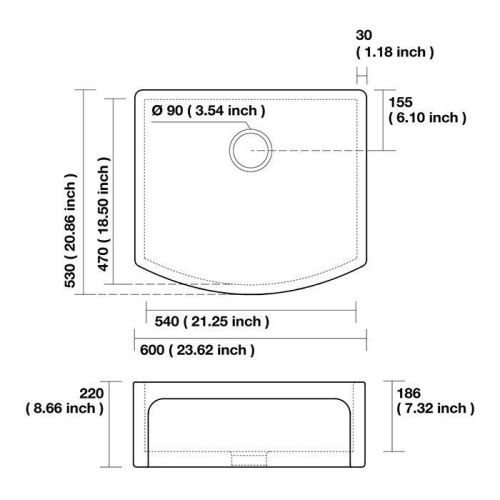 Кухонная мойка Kerasan Hanna Glasse 544001 60х55 цвет белый - фото 2