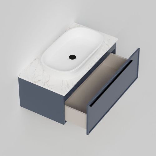 Тумба со столешницей La Fenice ELBA NFNC-01-ELB-BG-90-3-GG 90х50 подвесная цвет синий - фото 2