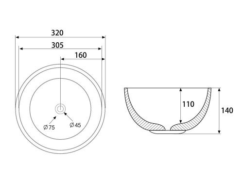 Раковина из сантехнического фаянса Abber BEQUEM AC2106RG 30х30 накладная цвет розовое золото без отверстий под смеситель - фото 3