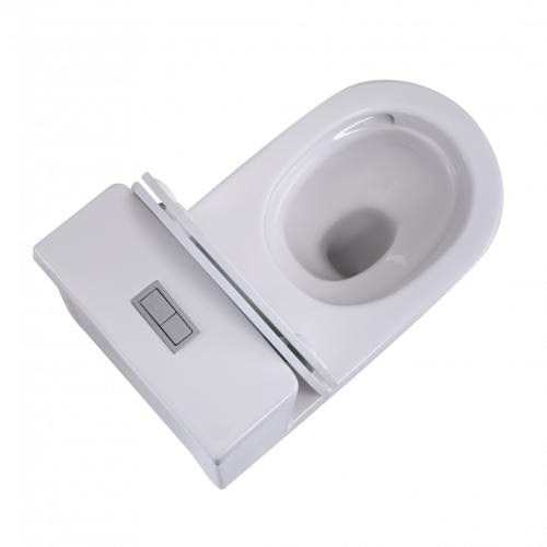 Унитаз напольный с бачком CeramaLux TR2178MN белый с сиденьем микролифт безободковый смыв торнадо - фото 2